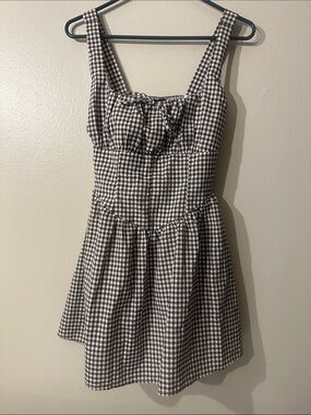 mixed threads Los Angeles Black & White Gingham Square-Neck Sundress Sz S